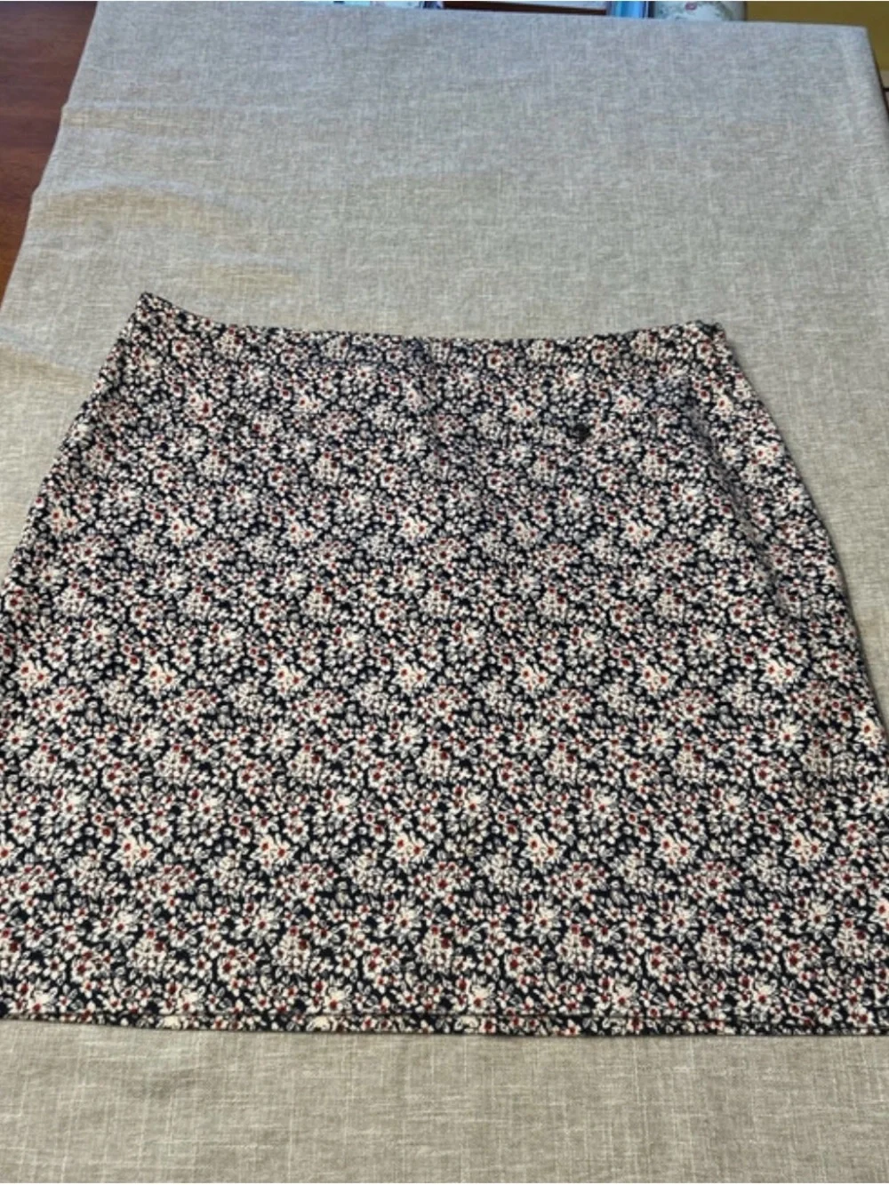 Floral A-Line Mini Skirt - Navy with Pink & White Flowers